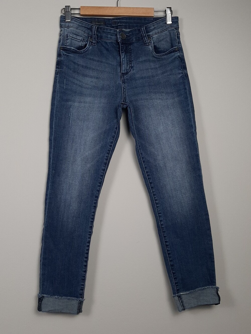 Kut From The Kloth Ankle Straight Leg Cuffed Blue Jeans Size 6